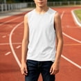 thumbnail image 6 of justHIGH Boys Cotton Tank Tops Kids Summer Sleeveless T-Shirts Casual Loose Fit Crew Neck Shirts Plain Basic Tees 3-14 Years White,5-6 Years, 6 of 7