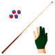 thumbnail image 1 of Kit 1 Taco de Billar Diversiones Bago Uso Rudo + 1 Guante + 4 Tizas Triangle Chalk ORIGINALES, 1 of 5