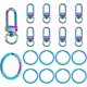 thumbnail image 1 of 20 clips para llavero, 10 llaveros redondos de acero inoxidable 304 de 1 pulgada, 10 ganchos de metal con gatillo, llaveros con cordón iridiscente., 1 of 5