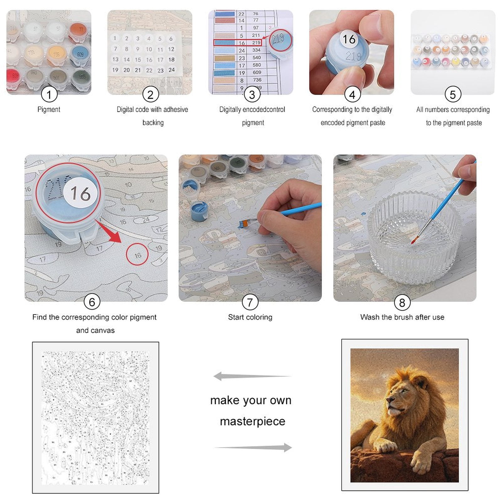 Paint by Numbers Kit for Adults, Majestic Lion Sunset Rock Paint by Numbers, Easy Paint by Numbers Kit for Adults Beginner, DIY Adult Paint by Number Kits on Canvas, 12x16in Home Decor