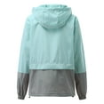 thumbnail image 2 of Opperiaya Women Packable Rain Jacket Outdoor Color Block Hooded Windbreaker, 2 of 5