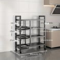 thumbnail image 2 of 4 Tier Kitchen Storage Rack with Wheels, Adjustable Metal Shelving Unit Utility Cart with Steel Mesh Baskets for Pantry Laundry Bathroom, Black, 2 of 6