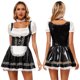 thumbnail image 3 of Vestido de cosplay de cerveza Oktoberfest bávara alemana para mujer, vestido de corte A con ribete de encaje de cuero sintético brillante y gargantilla elástica, vestido de mucama, 3 of 5
