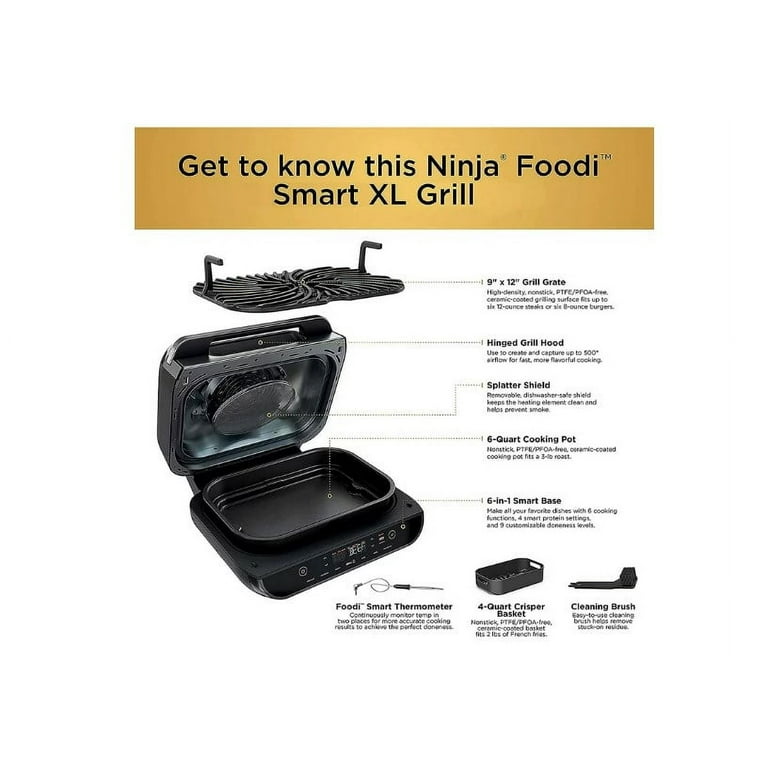 Ninja Foodi Smart XL 4-in-1 Indoor Grill with 4-Quart Air Fryer