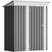 LiteHaven Outdoor Storage Shed Lockable Metal Garden Shed Steel Anti-Corrosion Storage House with Single Lockable Door for Backyard Outdoor Patio Gray 5'x3'