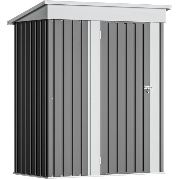 LiteHaven Outdoor Storage Shed Lockable Metal Garden Shed Steel Anti-Corrosion Storage House with Single Lockable Door for Backyard Outdoor Patio Gray 5'x3'