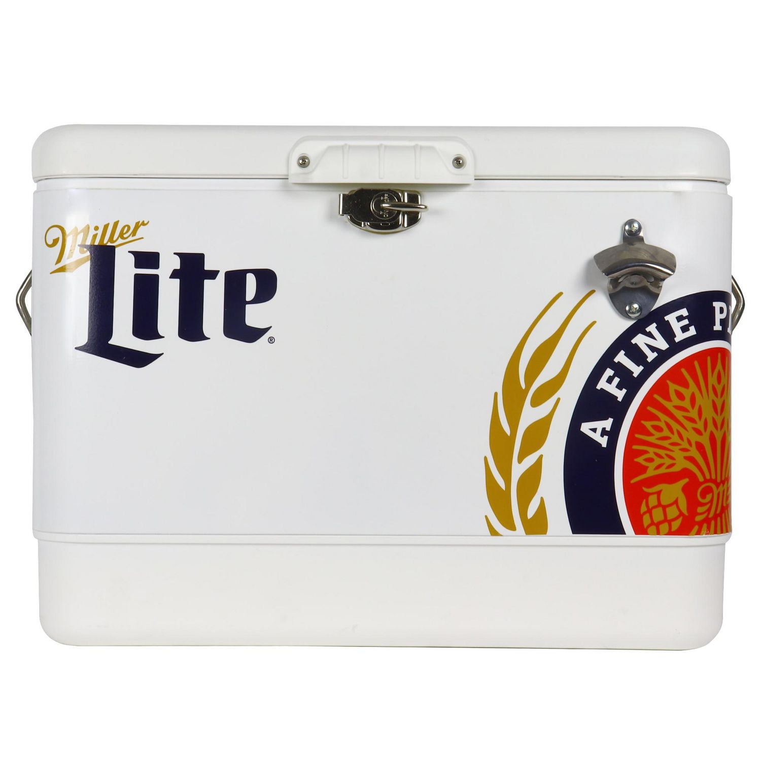 Miller Lite Glacière de 54 Qt avec ouvre-bouteille intégré, glacière de camping portable antirouille pour la plage et les aventures en plein air