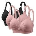 thumbnail image 1 of Timegard 3pc Wireless Bras for Women Plus Size Adjustable Strap Ruched Full Coverage Comfy Tshirts Bra, 1 of 6