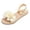Womens Casual Shoes # Beige, variant on Womens Sandals Summer Open Toe Flat Ankle Strap Chic Faux Pearl Ball Decor Large Fabric Ruffle Flower Applique Slip On Casual Beach Resort Vacation Party Footwear