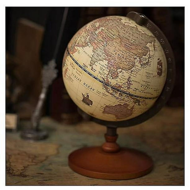Globo terráqueo de 22cm, mapa de la Tierra en inglés, Base de madera Retro, instrumento terrestre, educación geográfica