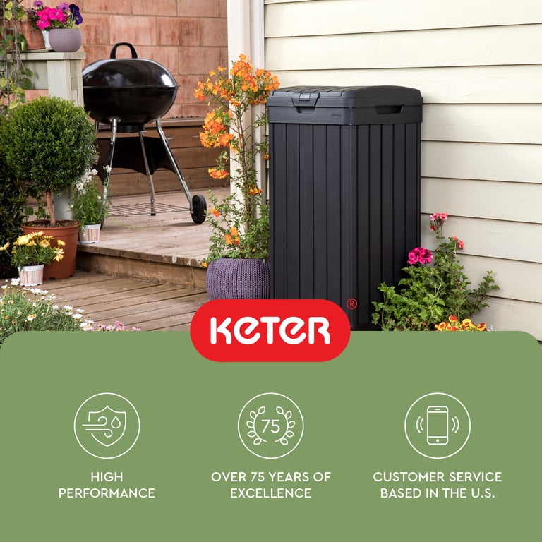 Keter, Outdoor Waste Bin, Baltimore 38 Gallon, Resin, Black