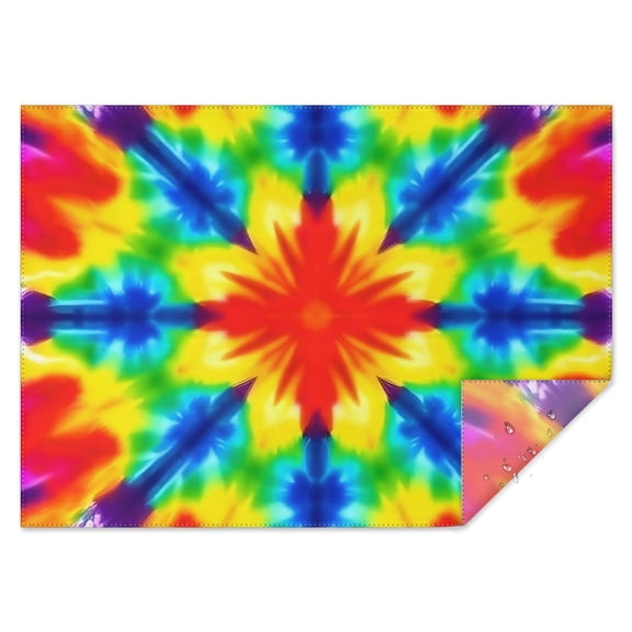 Rainbow Tie Dye Mandala Pattern Rectangle Tablecloth 60"x84",Waterproof Polyester Rectangle Table Cloth, Wipeable Spillproof Polyester Tablecloth for Dining, Camping, Indoor and Outdoor