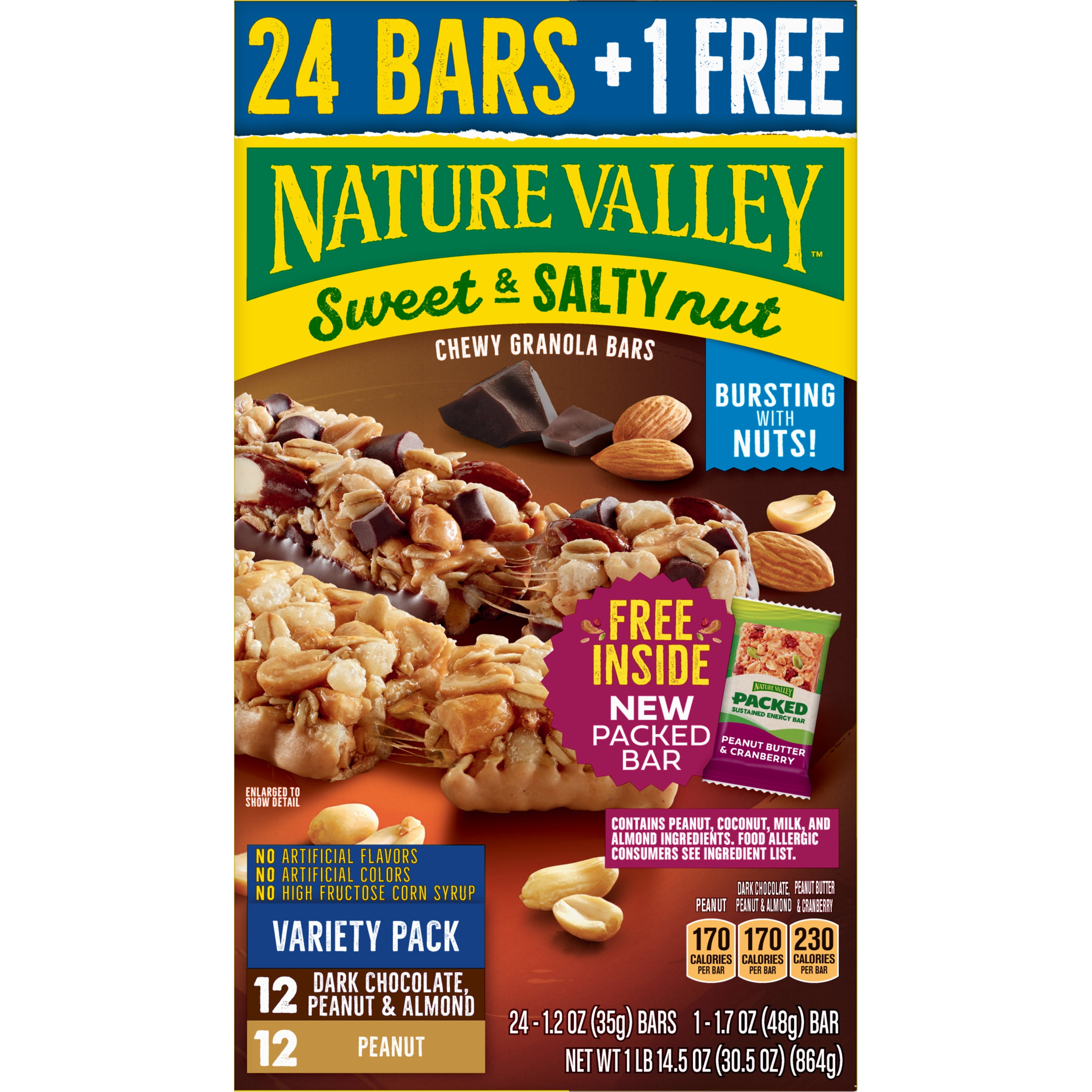 Nature Valley Granola Bars Sweet & Salty Variety Pack, 24 ct + Free Packed Bar