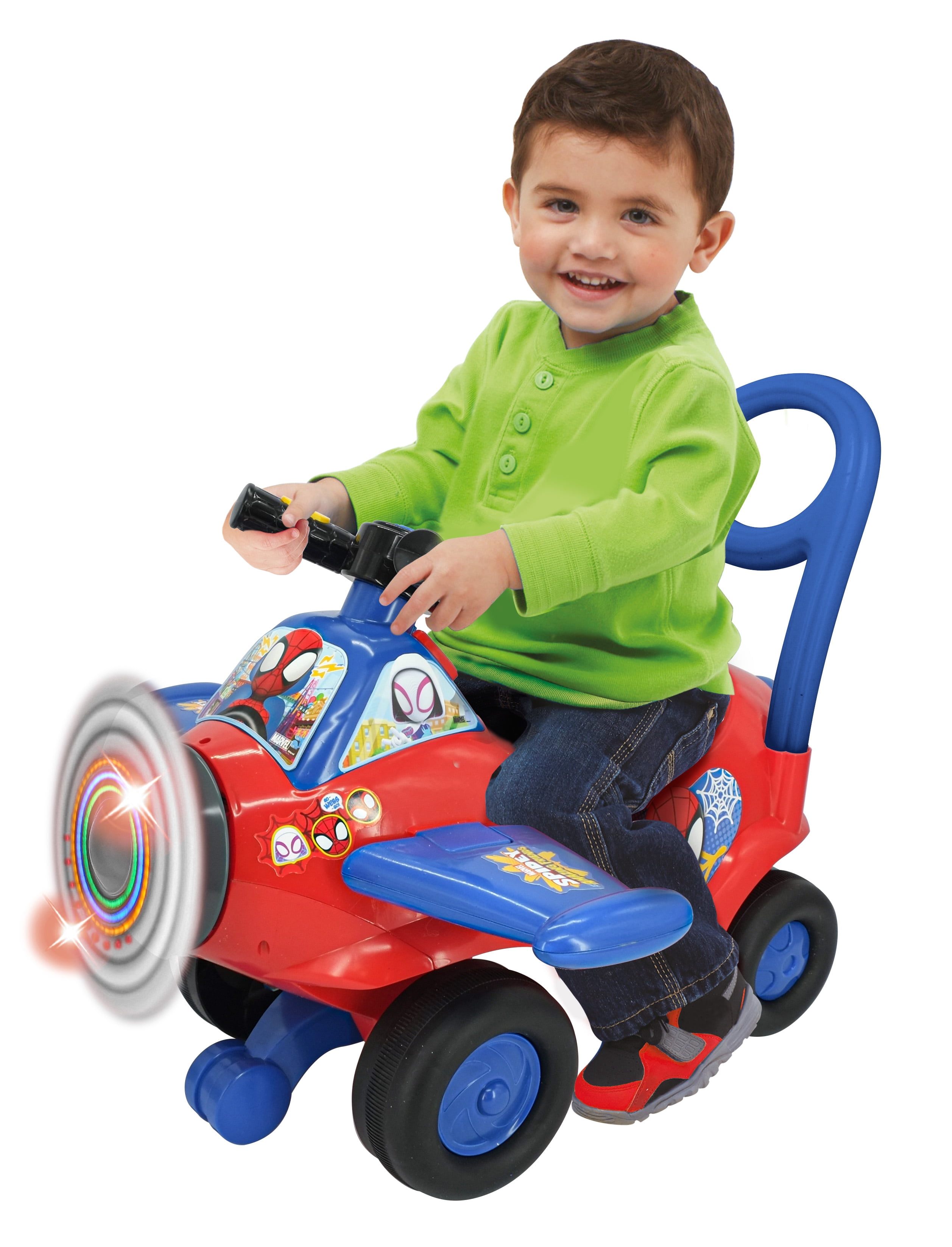 Kiddieland Marvel Spidey and Friends Activity Plane Ride-On for Toddlers with Lights and Sounds