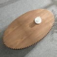 Modern Handcraft Drum Coffee Table 31.5 inch Round Coffee Table for Living Room,Small Coffee Table with Sturdy Pedestal,Walnut main image 1