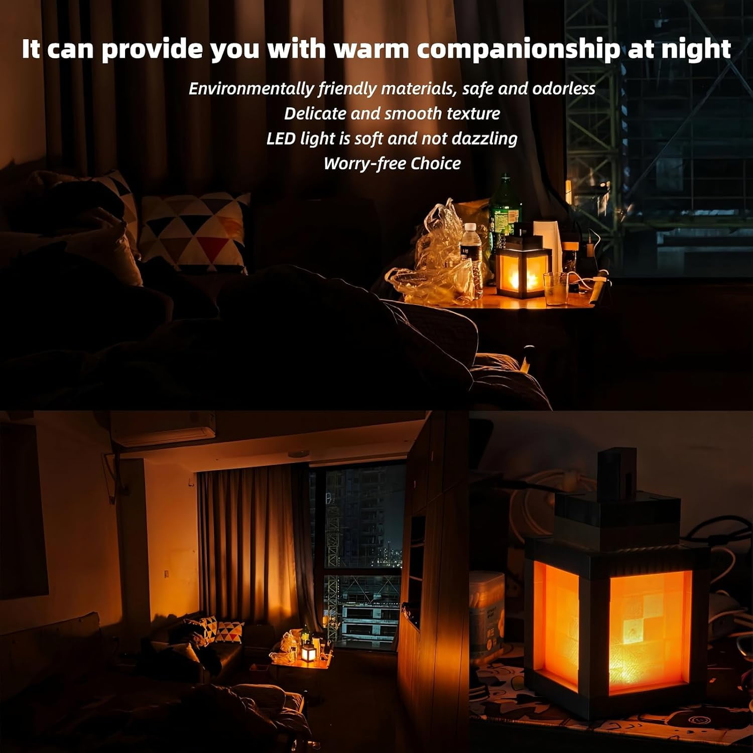 Rechargeable Pixelated Lantern Night Light | 16-Color RGB Mood Lamp with Dual Control (Remote) | Wall/Table Lamp for Cosplay, Nightstand & Bedroom Decor（1 PCS）