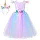 thumbnail image 4 of Vestido de unicornio con lentejuelas pastel y flores para niñas, vestido de fiesta para niñas, vestido de tul con tutú de princesa para cumpleaños de niñas, disfraces para niños, 4 of 5