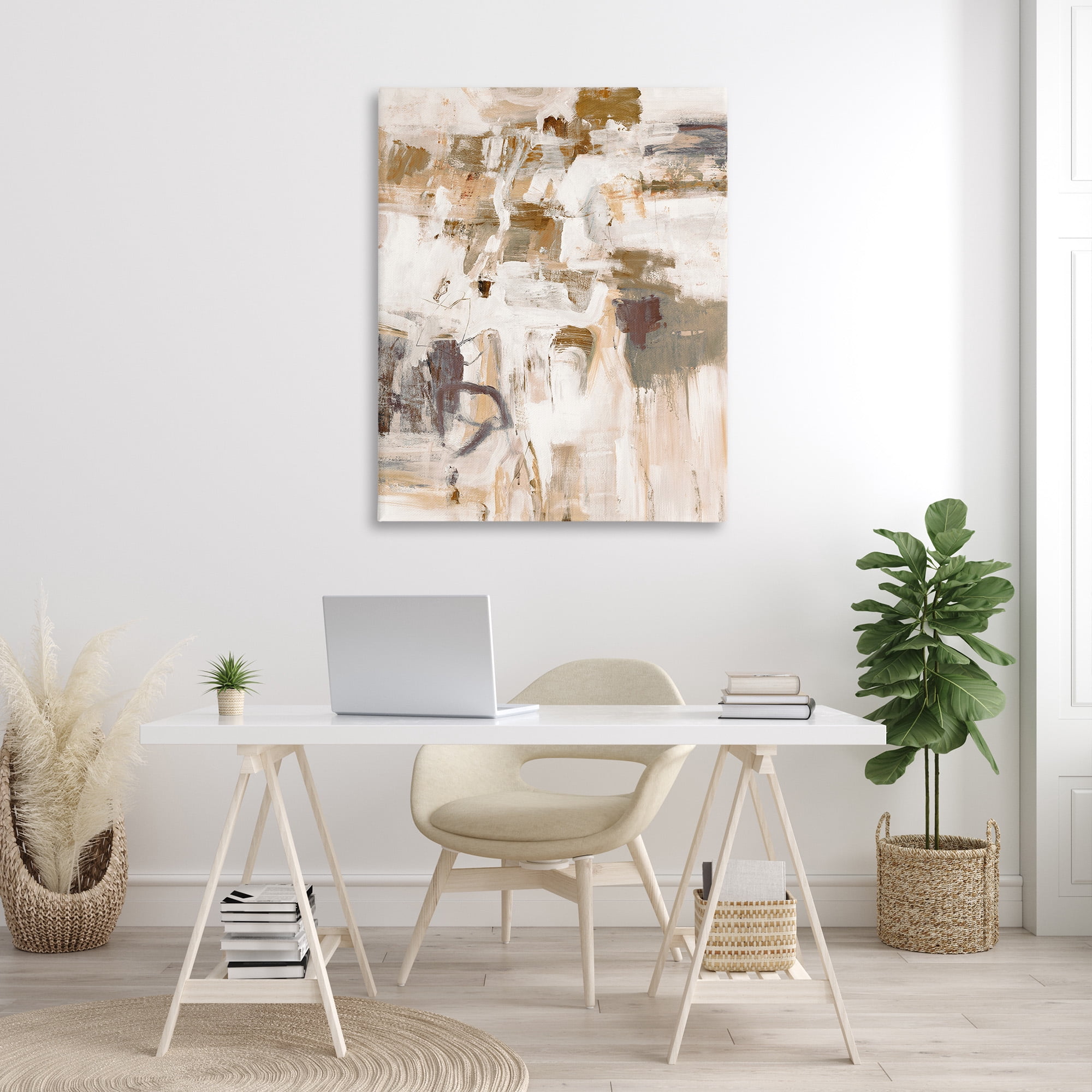Stupell Industries Beige Abstract Pattern Abstract Painting Gallery Wrapped Canvas Art Print Wall Art, 36 x 48