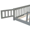 thumbnail image 4 of UHOMEPRO Full Size Floor Bed with Door and Fence for Kids, Toddler Bed Montessori Floor Bed with Slats and Safety Guardrails, Solid Wood Full Bed Frame for Girls Boys Kids Bedroom, Gray, 4 of 14