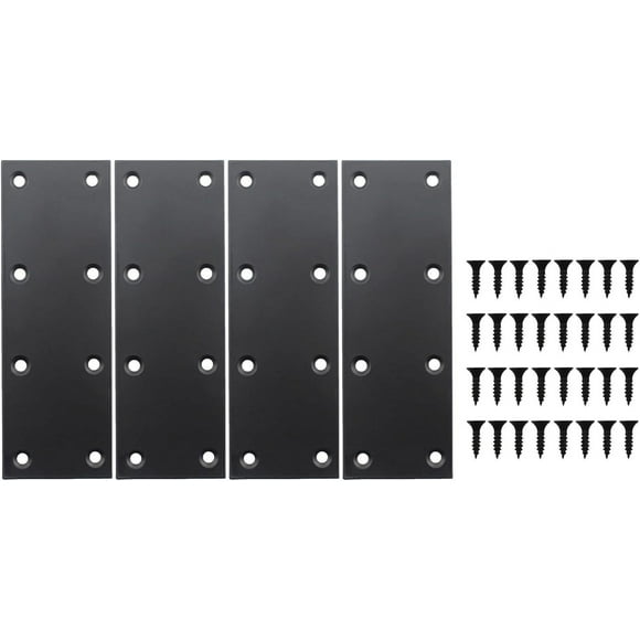 EcoNesxp P 4-pack flat straight brackets pack flat straight brackets black stainless steel repair brackets