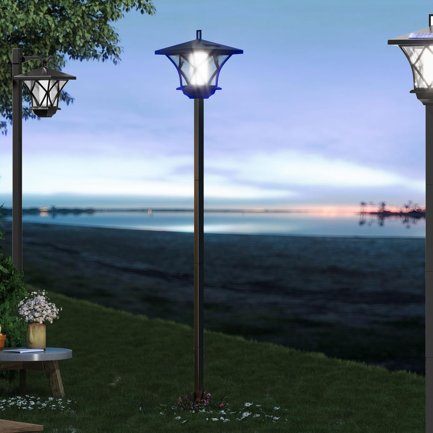 JahyShow 59-Inch Classic Black Aluminum Outdoor Solar Lamp Post-1pc
