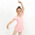 thumbnail image 2 of HAOTAGS Girls Ballet Leotard,V-Neck Dancewear Short-Sleeve Skater Stage Wear Practice Dresses Pink 14-15, 2 of 7