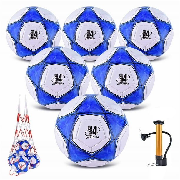 Paquete de 6 balones de fútbol ELKCIP, tamaño 4, con bolsa de malla