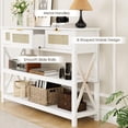 thumbnail image 2 of Selooye 47.2" Modern Console Table with 3 Rattan Drawers, Entryway Table with 3-Tier Storage Shelves, Narrow Long Sofa Table for Entryway, Hallway, Foyer and Living Room, White, 2 of 7