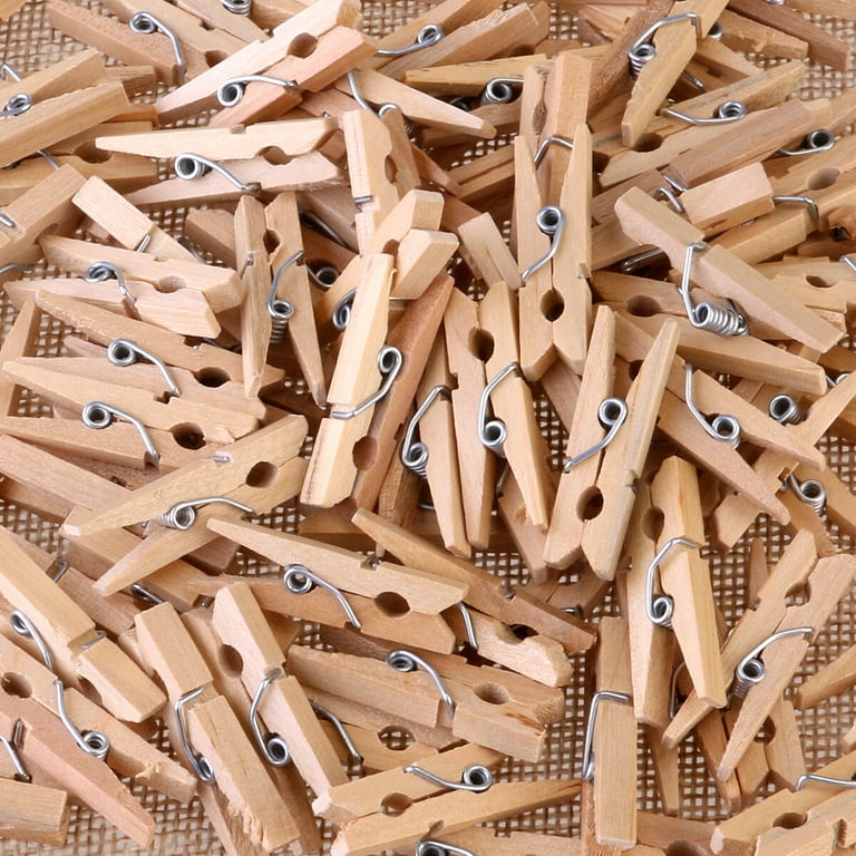 100PCS Wooden Clothes Pegs Small Clothespins Pictures Wood Tiny