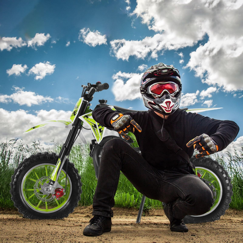 49cc Kids Dirt Bike, Upgrade Gas Dirtbike Off Road Mini Motorcycle Gas Power Motocross Vehicles, Children Pocket Motorbike with Dual Disc Brakes, Ideal Gift for 8-16 Boys Girls, Loading 220LBS