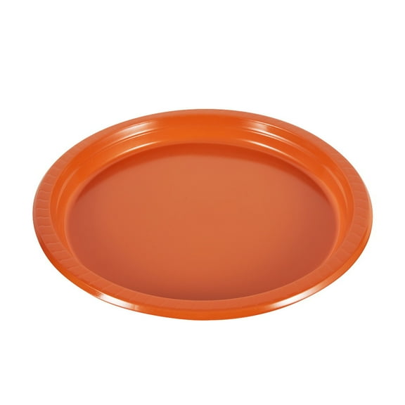 ERDOUY 60Pcs 9in Plastic Dinner Plates, Disposable Plates Bulk Pack, Party Plates for BBQ, Picnic, Parties, Travel and Events, Microwavable Recyclable（Orange）