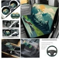 thumbnail image 5 of Uorisanigo Mountains Bears Car Front and Rear Cushion Covers Steering Wheel Cover Pillowcase for Automotive Water Coaster Gear Lever Cover+Hand Brake Cover Universal Fit 11 Sets, 5 of 7