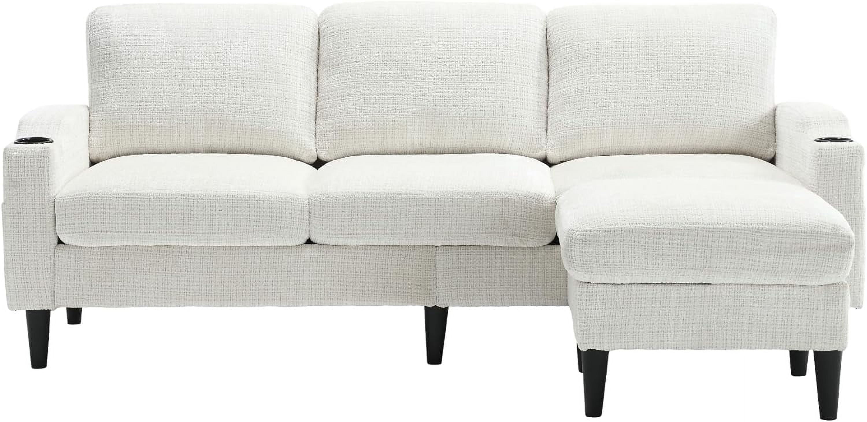 MOONMISS sofa 77.36" 3-seat, L -Shaped Sofa with Movable Ottoman for Living Room,Beige