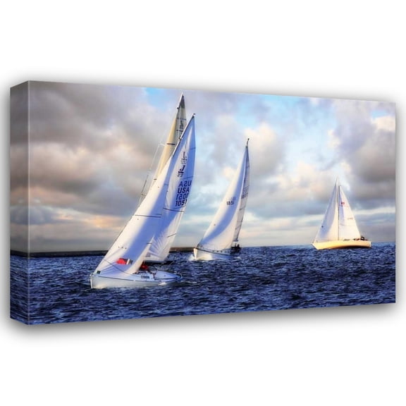 Alan Hausenflock 24x17 Gallery Wrapped Canvas Wall Art Titled - Sailing at Sunset I