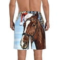 thumbnail image 3 of Yiaed Christmas Horse Print Men's Swim Trunks with Lining Quick Dry Sports Shorts Beach Shorts Boardshorts-3X-Large, 3 of 5