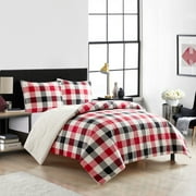 Mainstays Reverse to Sherpa Comforter Set, Full/Queen, Red Plaid, Polyester