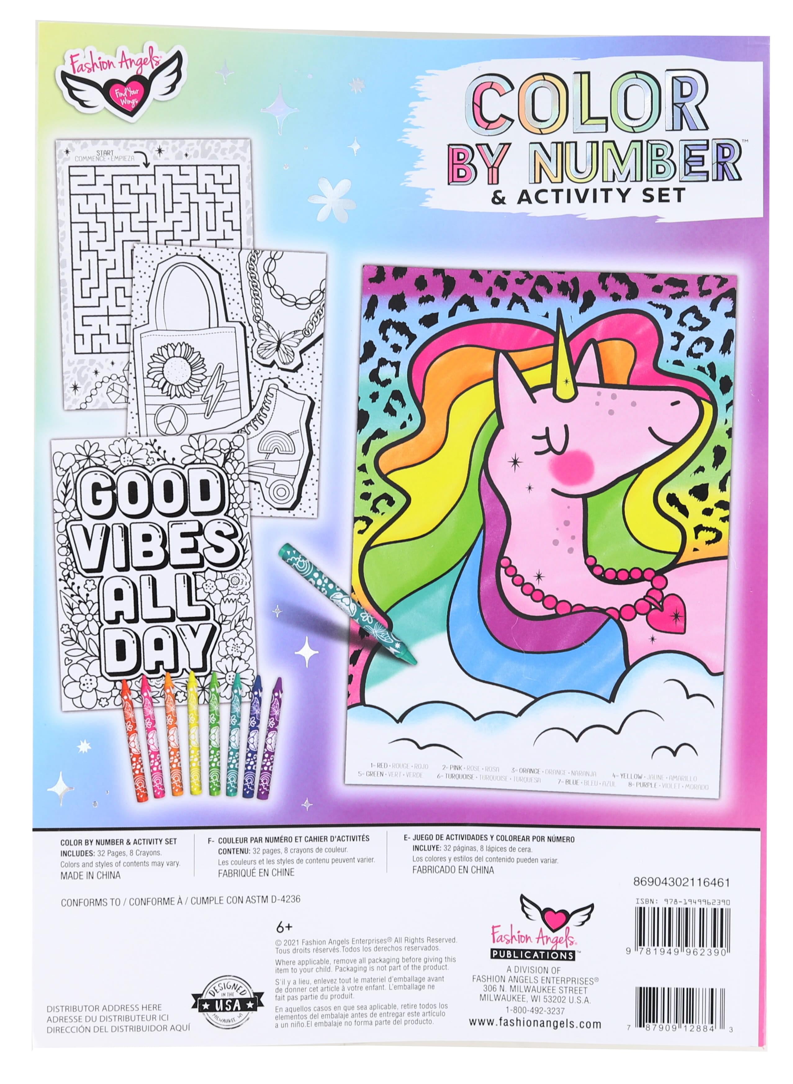 Fashion Angels Color by Number 300 Piece Coloring Puzzle 12692, Includes 8  Markers, Great Gift for Kids Ages 8 and Up