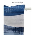 thumbnail image 5 of Blue Geometric Kitchen Valances for Windows Farmhouse Linen Window Valance Curtain for Living Room Window Treatment Vintage White Blue Abstract Art Valance Rod Pocket Topper Drape, 42 x 12 Inch, 5 of 6