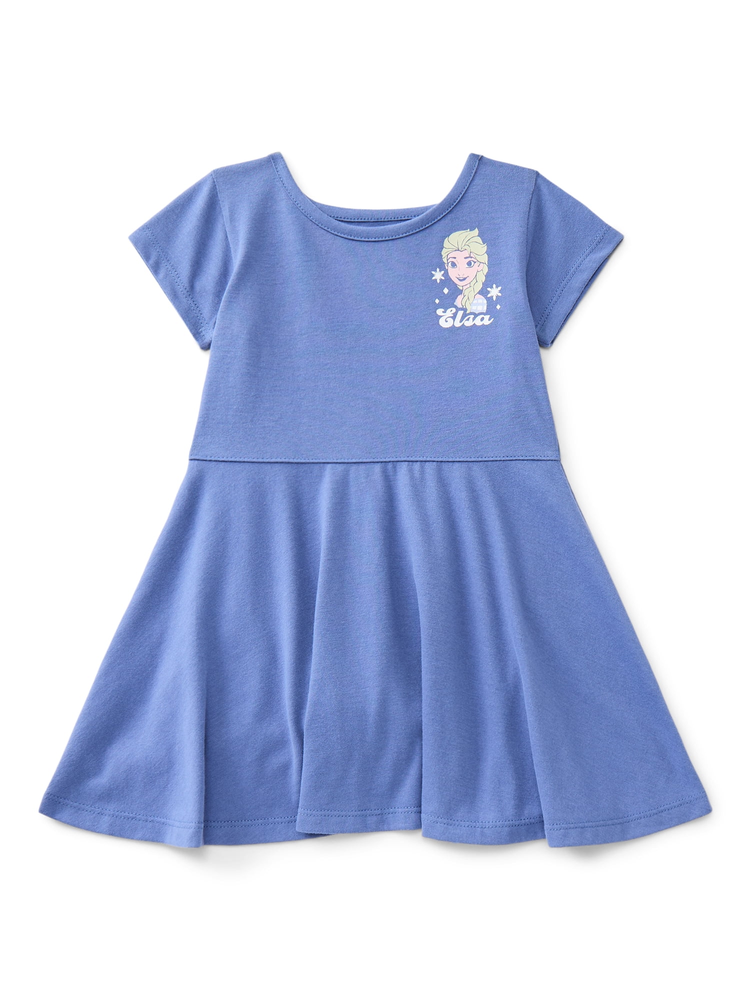 Frozen Toddler Girls Graphic Print Skater Dress with Short Sleeves, Sizes 12M-5T