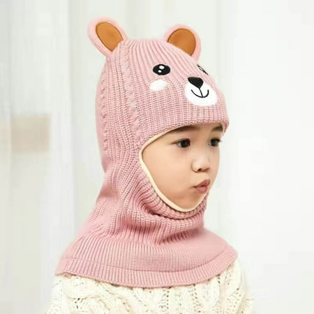 

toraway Chef Hats for Kids Bulk Toddler Winter Hat Baby Warm Hat Lined Girls Boys Kids Cartoon Bear Ears Winter Hat Scarf Earflap Hood Skullss Caps One Size