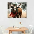 thumbnail image 3 of Orinice  highland cattle Canvas Wall Art animal Art  Horned Cow Wearing Aesthetic cute Print  Wall Decor Pictures for bedroom Living Room unframed20''X16'' 20x16in, 3 of 5