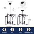 thumbnail image 3 of Melucee 6-Light Black Farmhouse Chandelier, Iron Lantern Pendant Light Rustic Cage Adjustable Height, 3 of 5