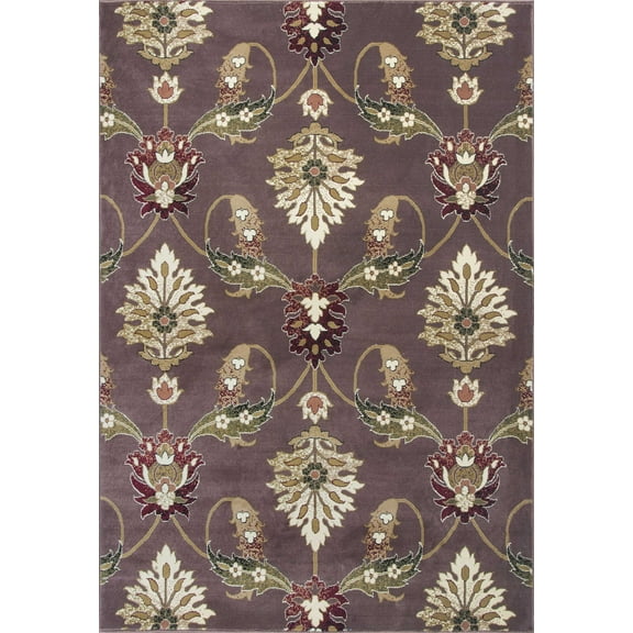 10'x13' Plum Machine Woven Floral Traditional Indoor Area Rug