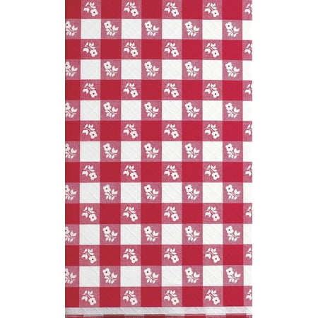 Access Red Gingham Plastic Tablecover, Octy Round, All Over Print, 82", 1 Ct