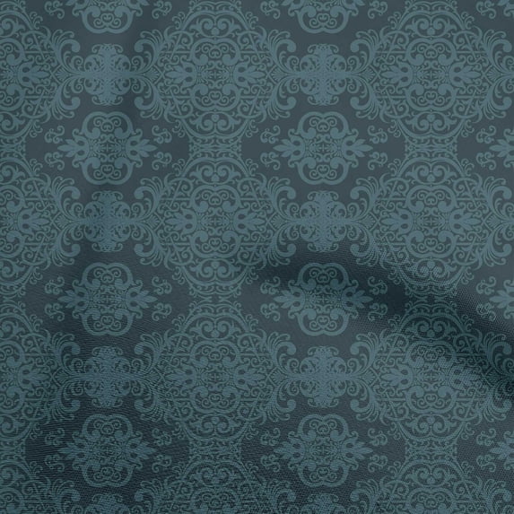 oneOone Cotton Flex Dark Teal Blue Fabric Floral Quilting Supplies Print Sewing Fabric By The Yard 40 Inch Wide