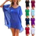 thumbnail image 1 of Tenue de Plage pour Femmes Maillot de Bain Bikini Tenue de Plage Paréo Robe en Mousseline à Franges, 1 of 1