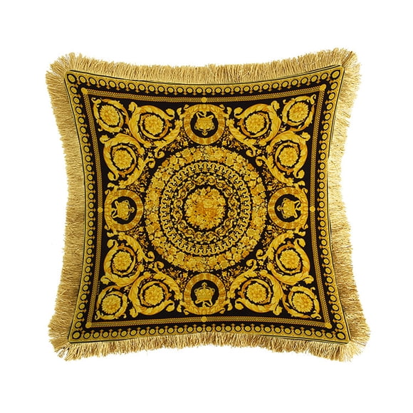European-Style Luxurious Tassel Holland Velvet Sofa Square Pillow High-End Thickened Living Room Bedroom Decoration Cushion Removable and Washable Embroidery Square Pillow