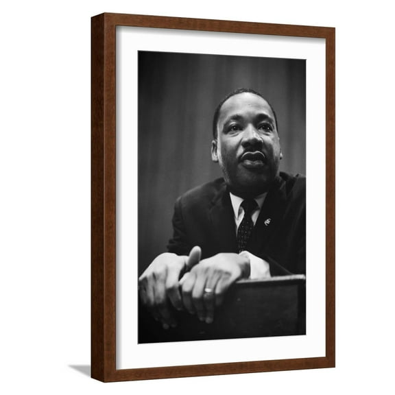 Art.com Martin Luther King at a Press Conference in Washington, D Premium Photographic Print, Brown Frame Wall Art, 17" x 23"