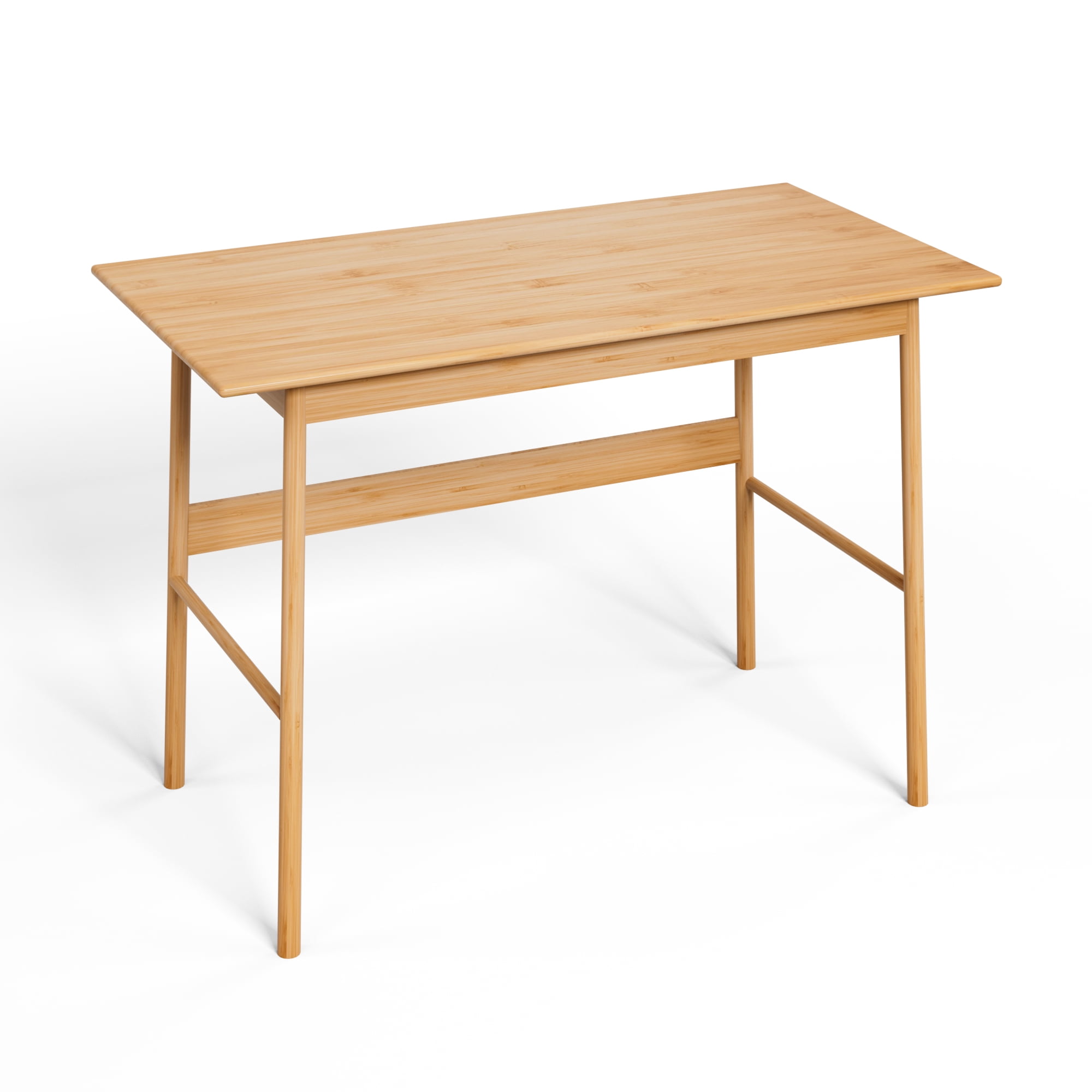 41 Inch Modern Bamboo Computer Desk, Heavy Duty Home Office Writing Study Work Table, Stable Frame Gaming Desk with 450 LBS Weight Capacity