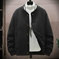 thumbnail image 5 of Txeol Mens Winter Fleece Coats Thicken Warm Jackets Casual Loose Long Sleeve Button Down Coat with Pockets 2025,Black,L, 5 of 6